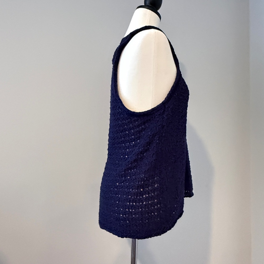 Aerie Navy Blue Open Knit Tank Top Women's Size Large — Fall Layering Piece - Picture 10 of 12